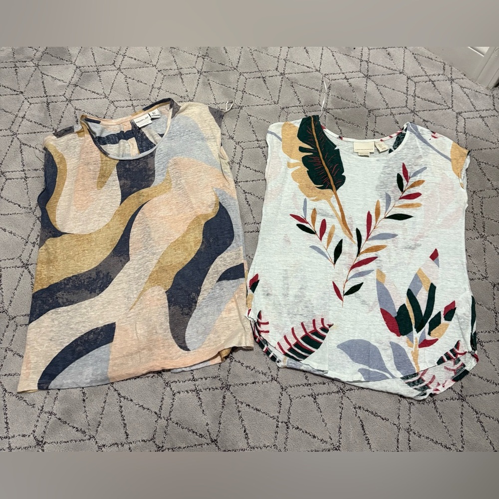 Combo! Cynthia Rowley Floral Linen Top and Rachel Zoe Linen top Size Small
